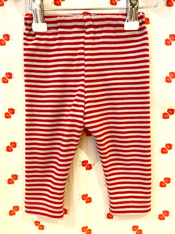 Leggings / French jersey pink red-grey mini  stripe